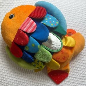 Melissa & Doug Soft Activity Fish Toy Plush Sensory Baby Mirror Crinkle EUC